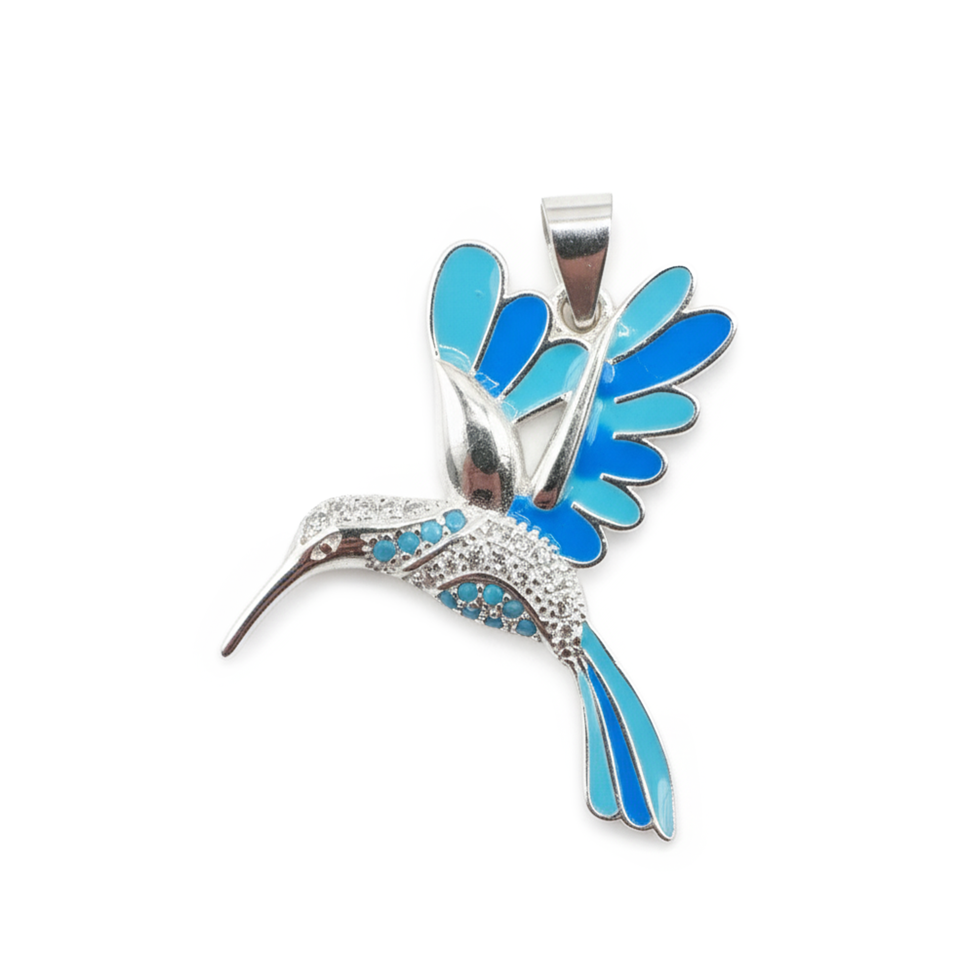 Dije de Colibri Esmaltado con Micro Circonias Plata .925