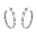 Arracada Inspirada Cartier 1:1 Amor Grande Lisas, Plata .925 con Baño de Rodio