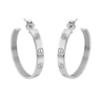 Arracada Inspirada Cartier 1:1 Amor Grande Lisas, Plata .925 con Baño de Rodio