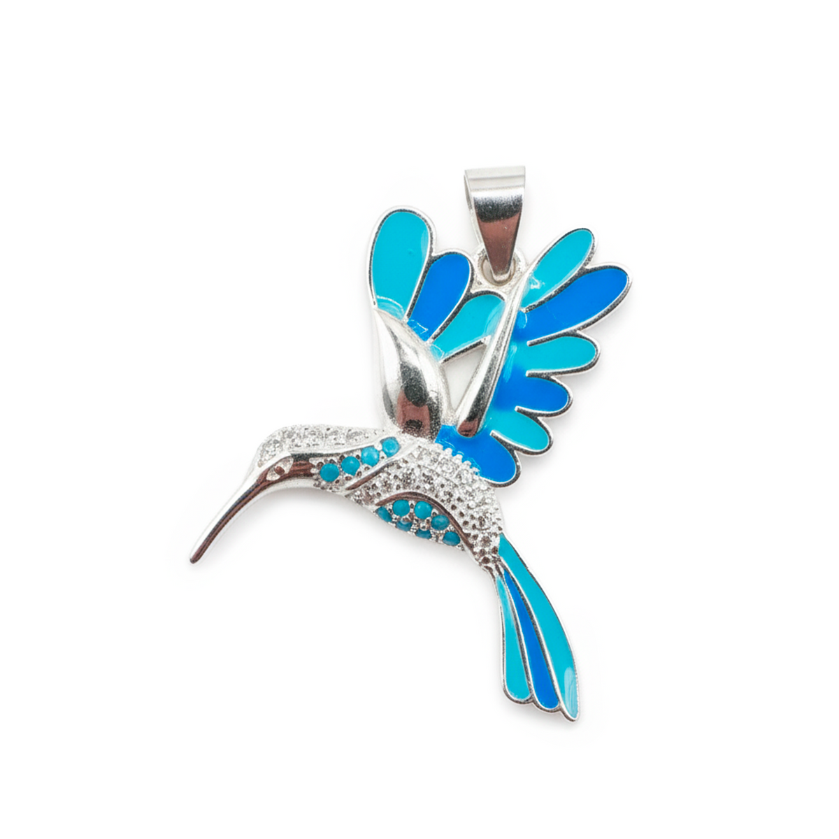 Dije de Colibri Esmaltado con Micro Circonias Plata .925
