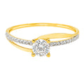Anillo Solitario Cruzado con Micro Circonias Oro 10K