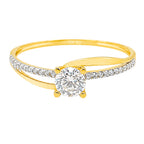 Anillo Solitario Cruzado con Micro Circonias Oro 10K