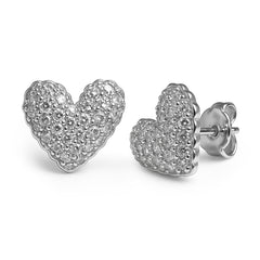 Broquel Corazón Grande con Micro Circonias Plata .925 con Rodio