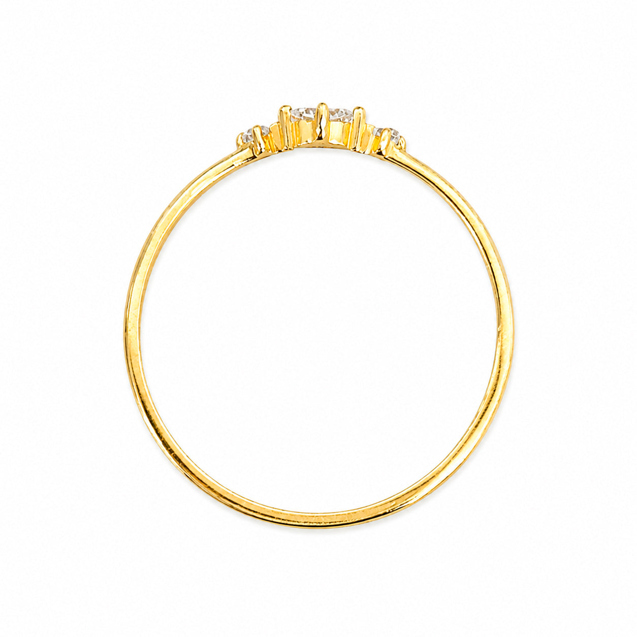 Anillo Tres Circonias Disminución Oro 10K