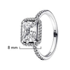 Anillo Pan 1:1 Circonia Rectangular Grande con Micro Circonias, Plata .925