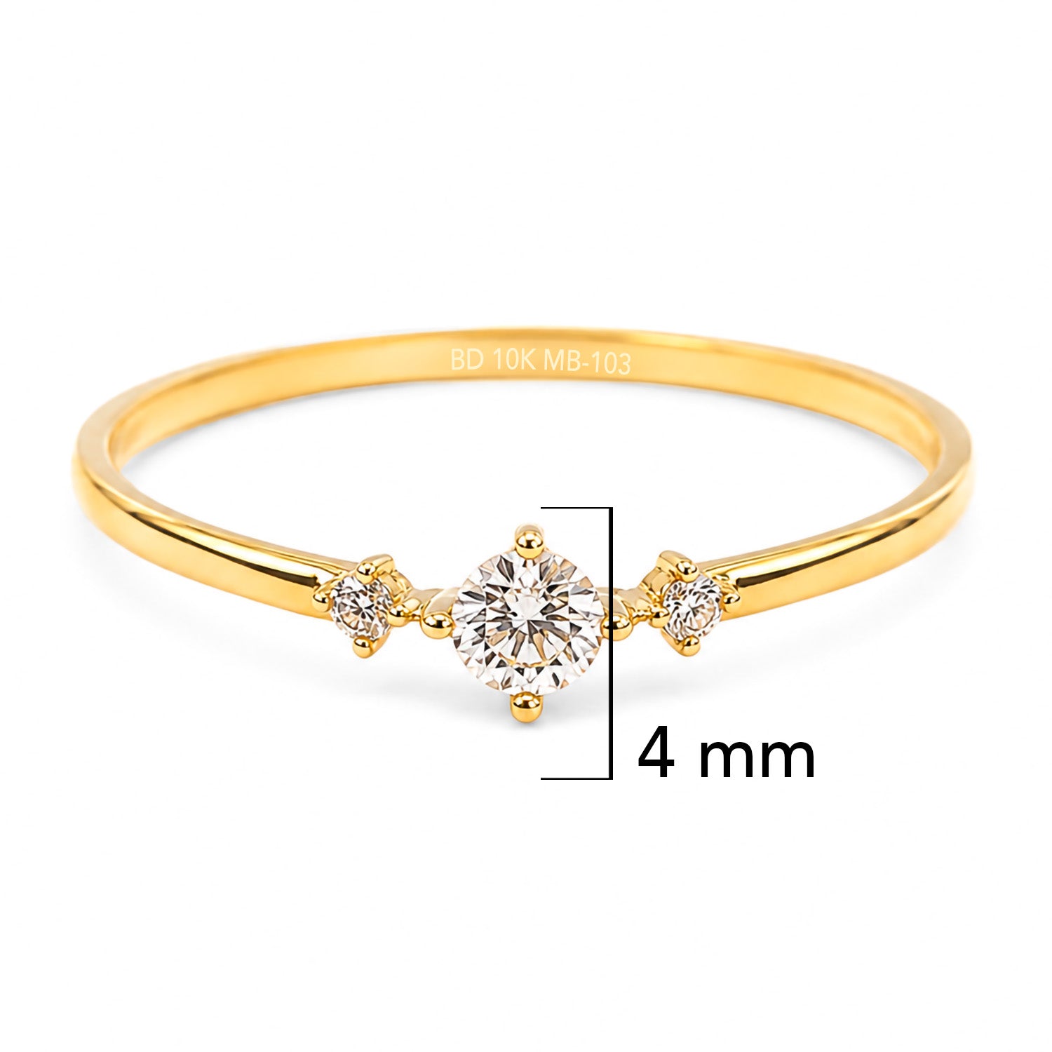 Anillo Tres Circonias Disminución Oro 10K