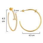 Arracada Inspirada Cartier 1:1 Maxi Clavo con Circonias, Plata .925 con Baño de Oro 18k