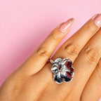 Anillo Flor Sakura Grande Colección Florecer Plata .925 con Baño de Rodio