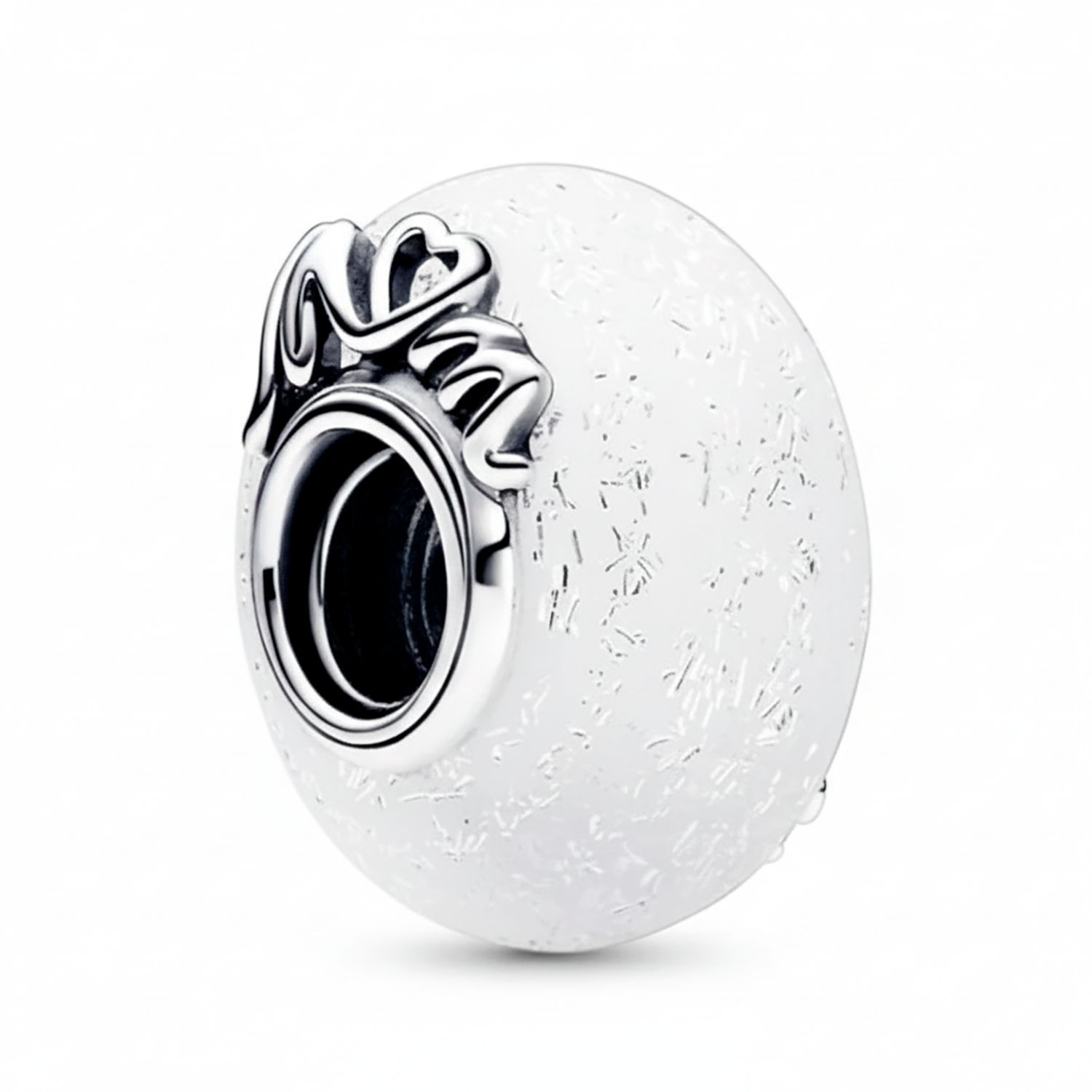 Charm Inspirado Pan 1:1 de Cristal Murano Love Mom Plata .925