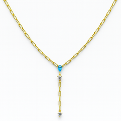 Collar Corbatero Opalo y Circonias con Baño de Oro Plata .925