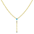 Collar Corbatero Opalo y Circonias con Baño de Oro Plata .925