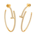 Arracada Inspirada Cartier 1:1 Maxi Clavo con Circonias, Plata .925 con Baño de Oro 18k