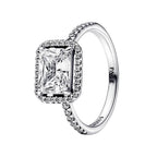 Anillo Pan 1:1 Circonia Rectangular Grande con Micro Circonias, Plata .925