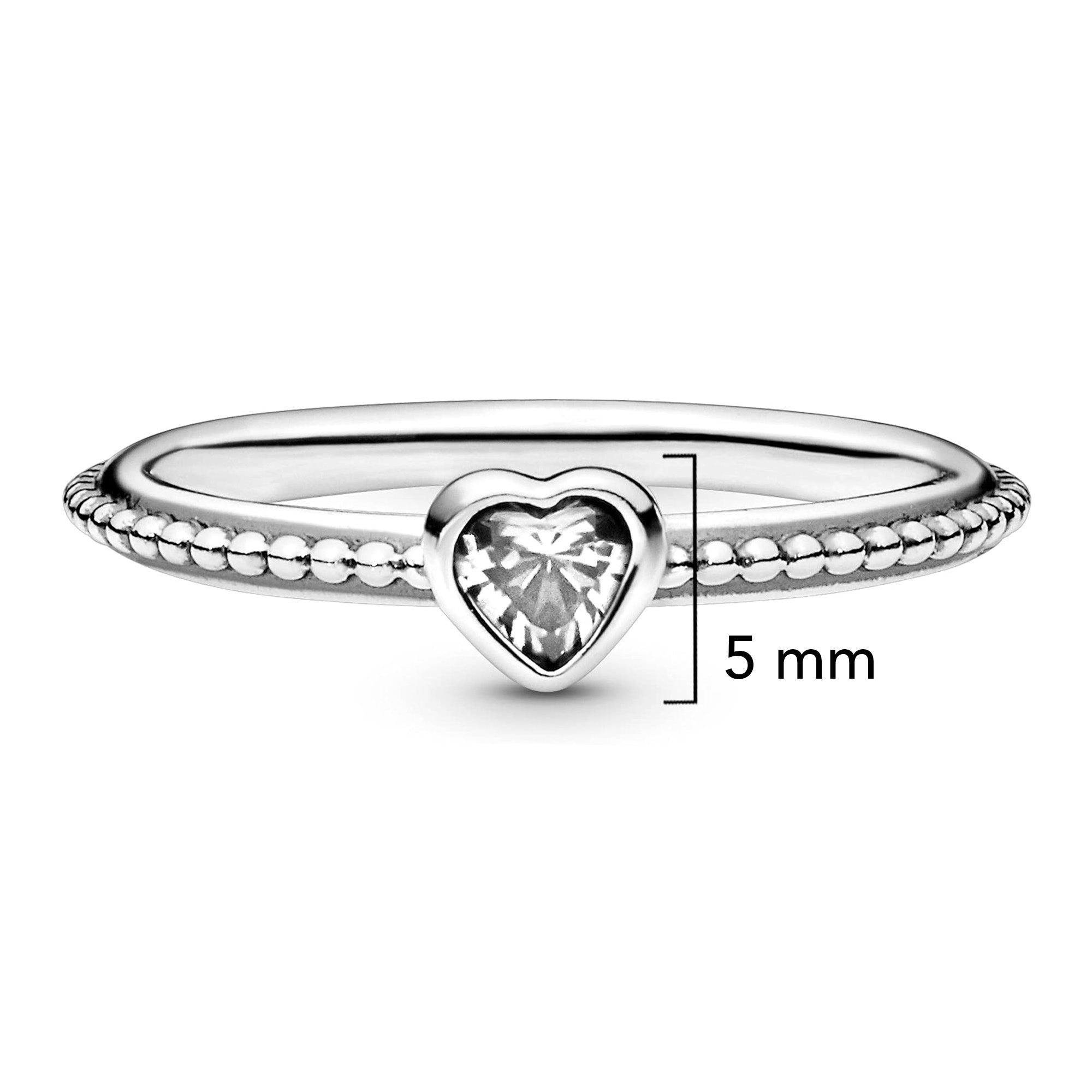 Anillo Pan 1:1 Corazón Biselado con Anilleta de Bolitas, Plata .925