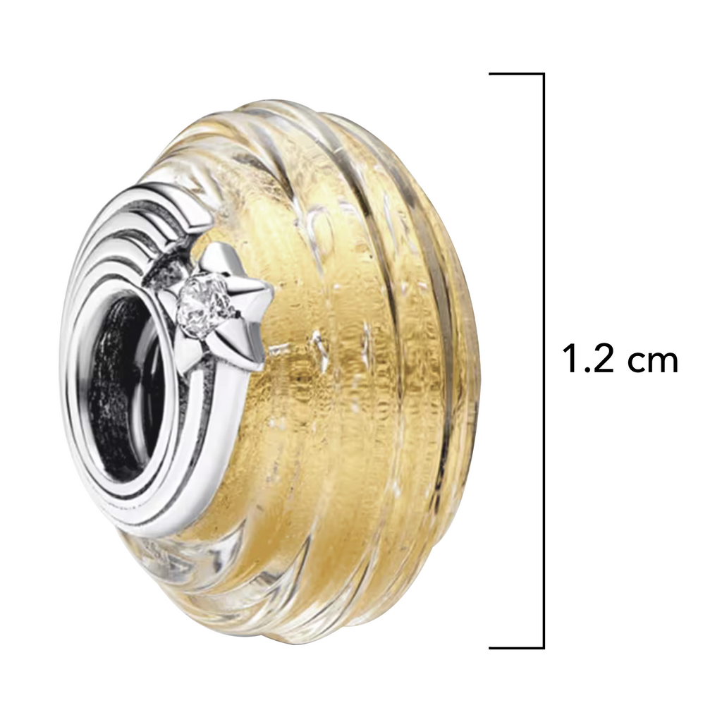 Charm Inspirado Pan 1:1 de Cristal Murano Shooting Star Groveed Plata .925