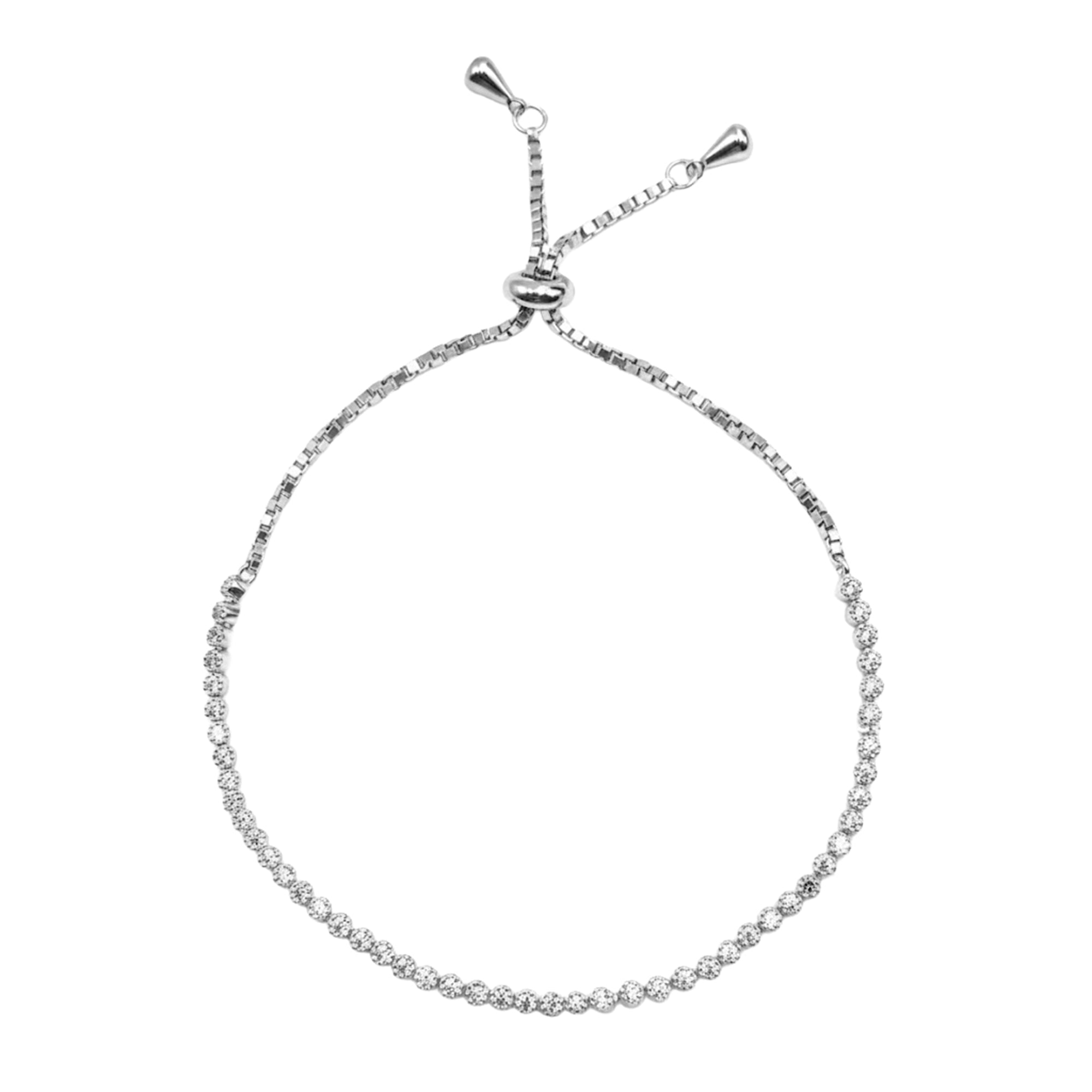 Pulsera Ajustable con Micro Circonias Plata .925 con Rodio