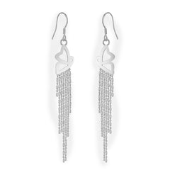 Arete Largo Ala de Mariposa con Cadena Punto y Coma Hecho a Mano Plata .925