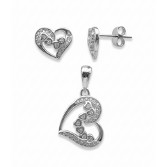 Juego Silueta Corazones con Circonias Plata .925 con Rodio