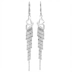 Arete Largo Ala de Mariposa con Cadena Punto y Coma Hecho a Mano Plata .925