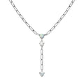 Collar Corbatero Ópalo y Perla Natural con Circonia Plata .925 con Baño de Rodio