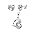 Juego Silueta Corazones con Circonias Plata .925 con Baño de Rodio