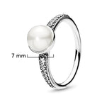 Anillo Pan 1:1 Perla Natural Biselada con Micro Circonias, Plata .925