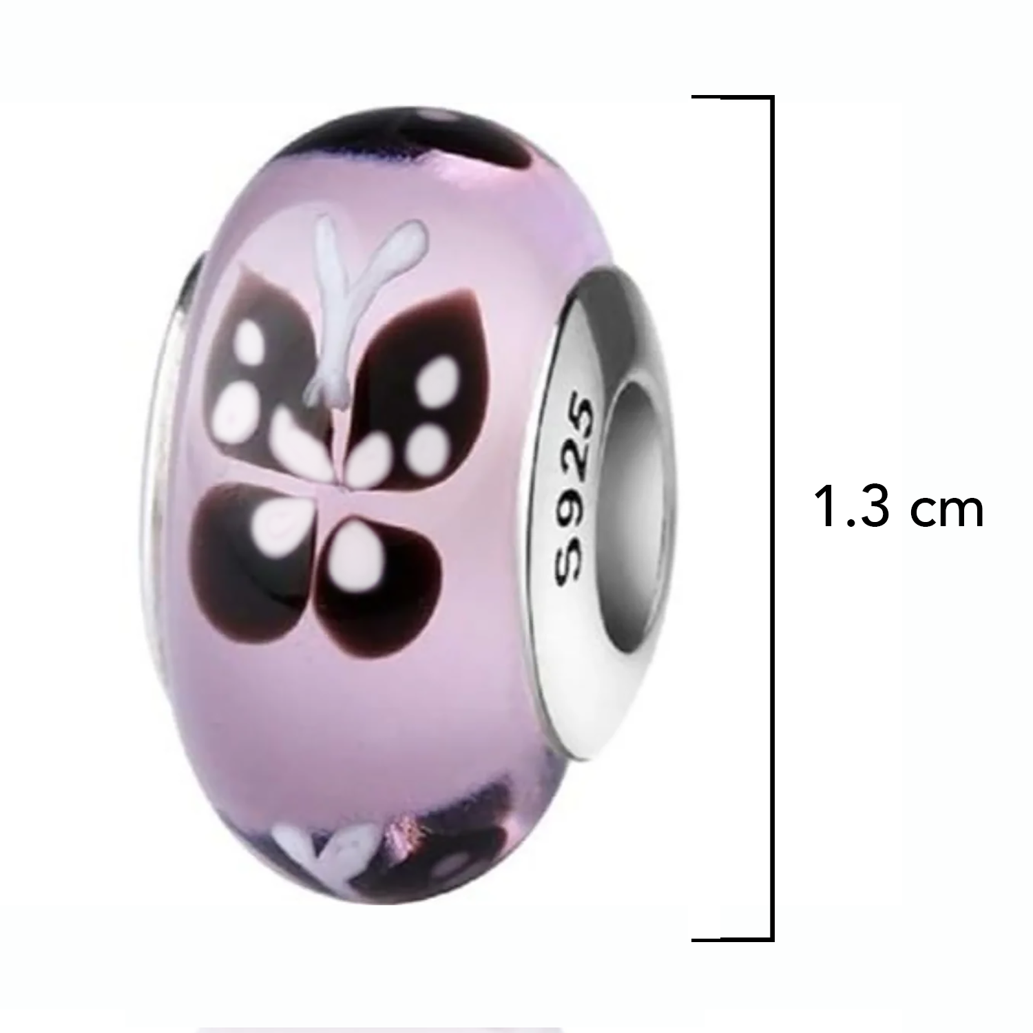 Charm Inspirado Pan 1:1 de Cristal Murano Hojas Plata .925