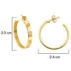 Arracada Inspirada Cartier 1:1 Amor Lisas, Plata .925 con Baño de Oro 18k