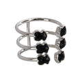 Anillo Inspirado 6 Osos 1:1 Onix Facetado Plata .925 con Baño de Rodio