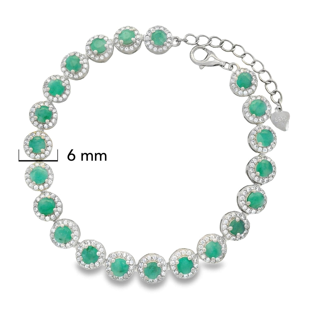 Pulsera Piedras Preciosas Círculos de Esmeralda con Circonias Plata .925 con Extensión con Baño de Rodio