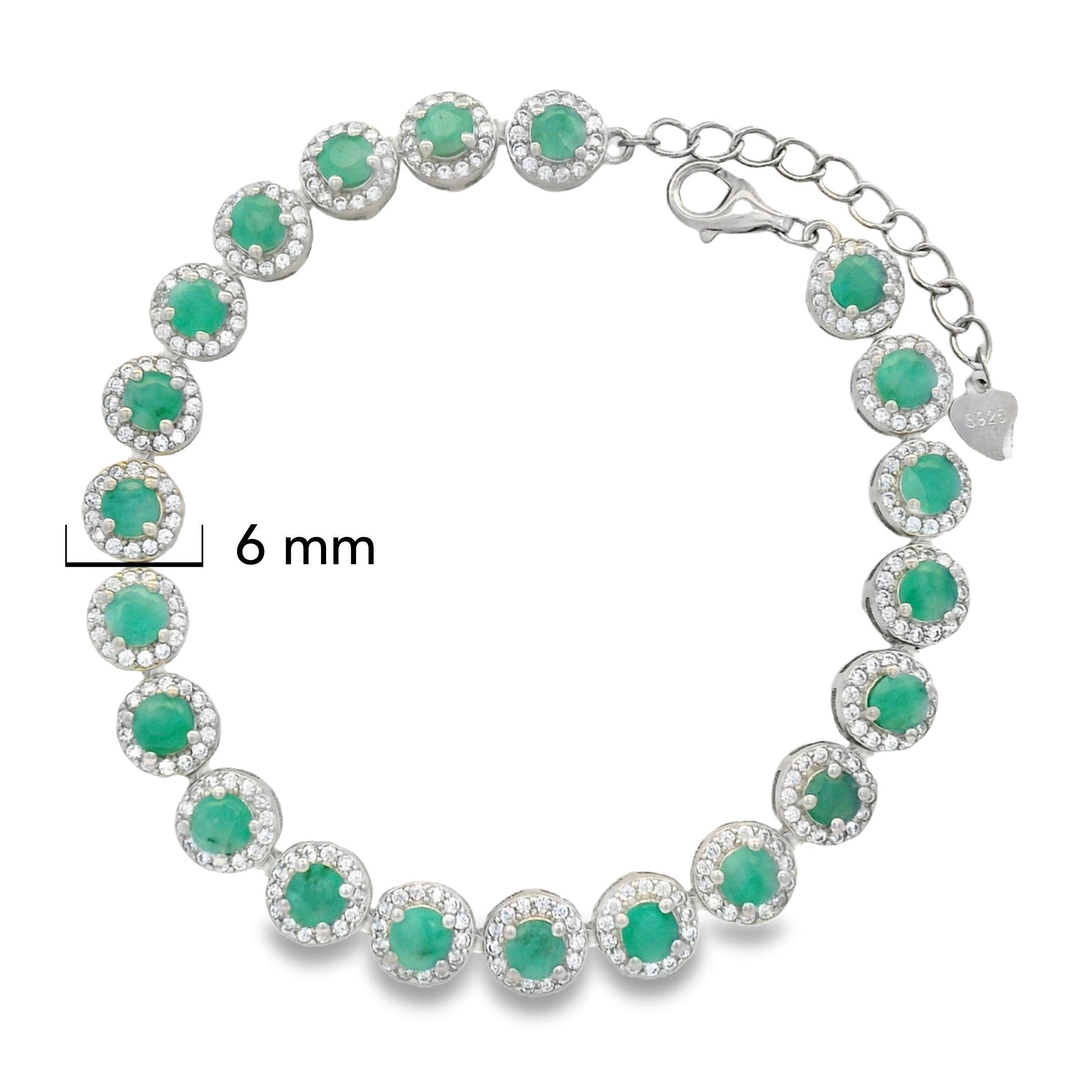 Pulsera Piedras Preciosas Círculos de Esmeralda con Circonias Plata .925 con Extensión con Baño de Rodio
