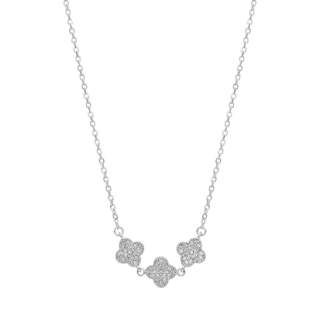 Collar Inspirado Van C con Micro Circonias Plata .925 con Baño de Rodio