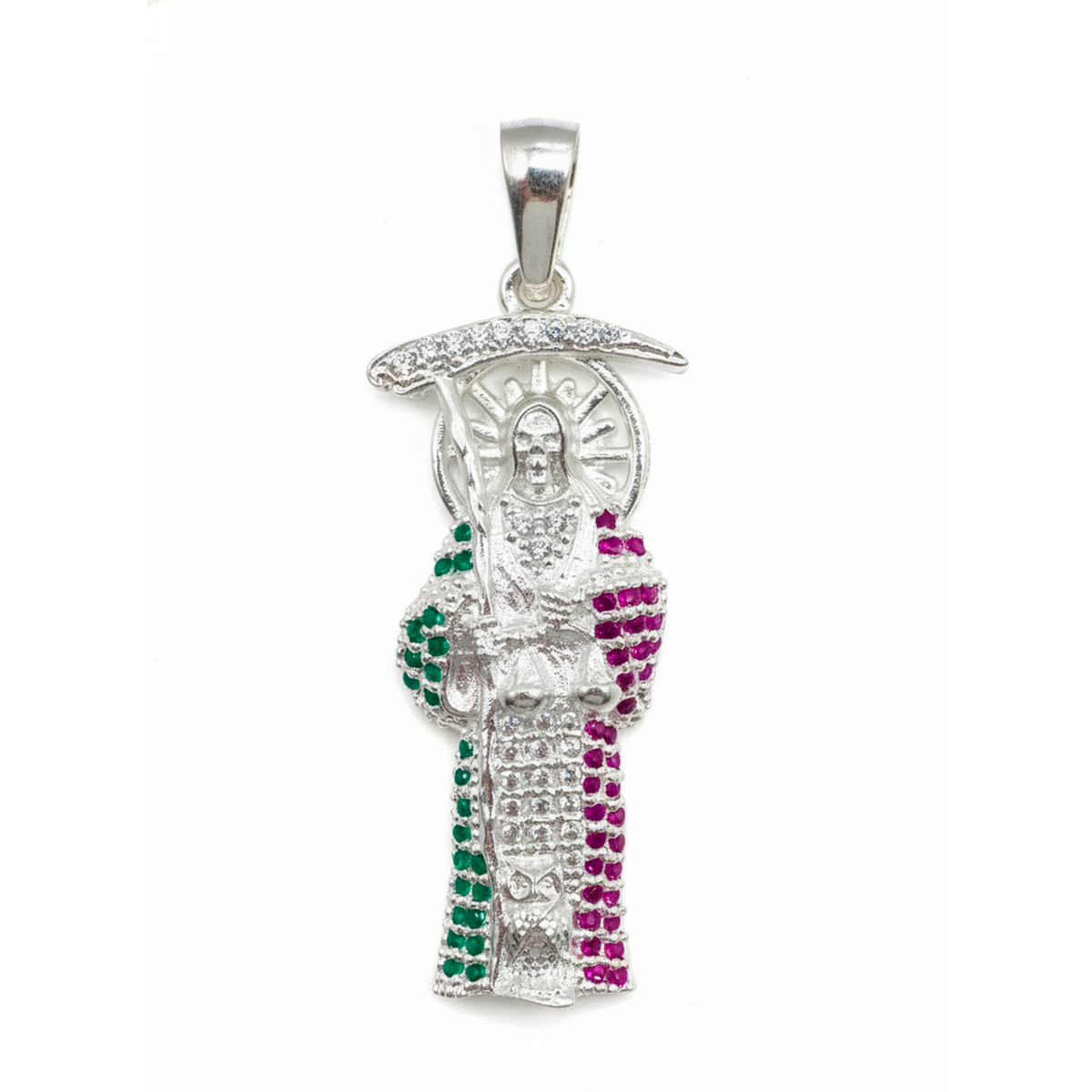 Dije Santa Muerte con Circonias de 5.7 Plata .925