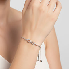 Pulsera Ajustable Infinito con Micro CIrconias Plata .925 con Rodio