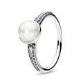 Anillo Pan 1:1 Perla Natural Biselada con Micro Circonias, Plata .925