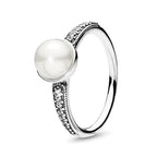 Anillo Pan 1:1 Perla Natural Biselada con Micro Circonias, Plata .925