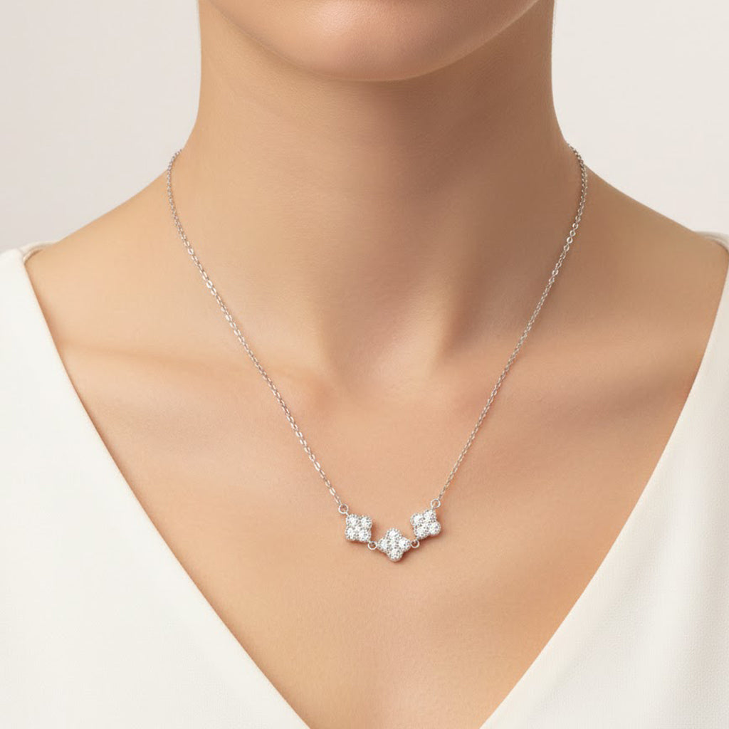 Collar Inspirado Van C con Micro Circonias Plata .925 con Rodio