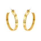 Arracada Inspirada Cartier 1:1 Amor Lisas, Plata .925 con Baño de Oro 18k