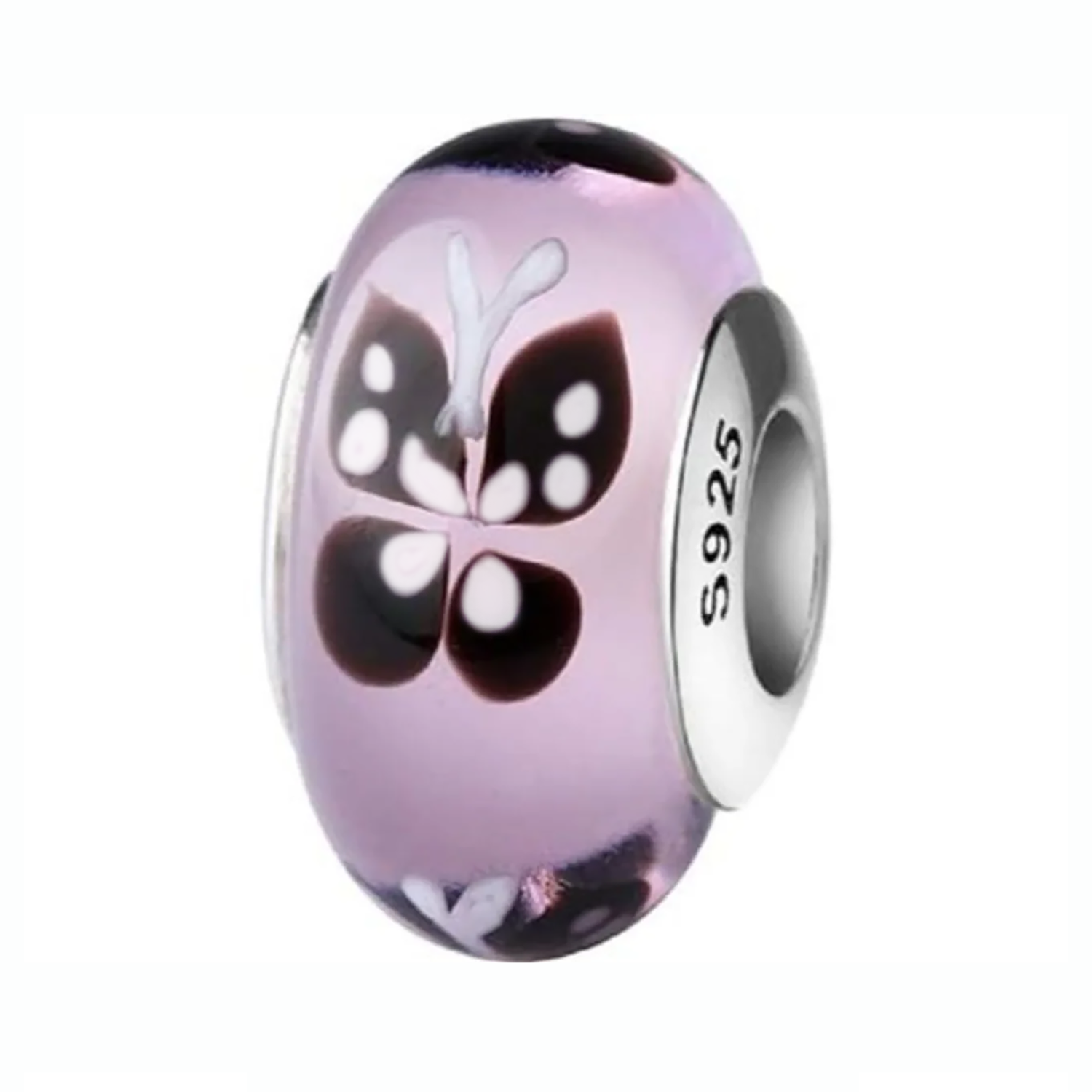 Charm Inspirado Pan 1:1 de Cristal Murano Hojas Plata .925