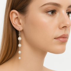 Arete Largo Perla Natural Hecho a Mano Plata .925