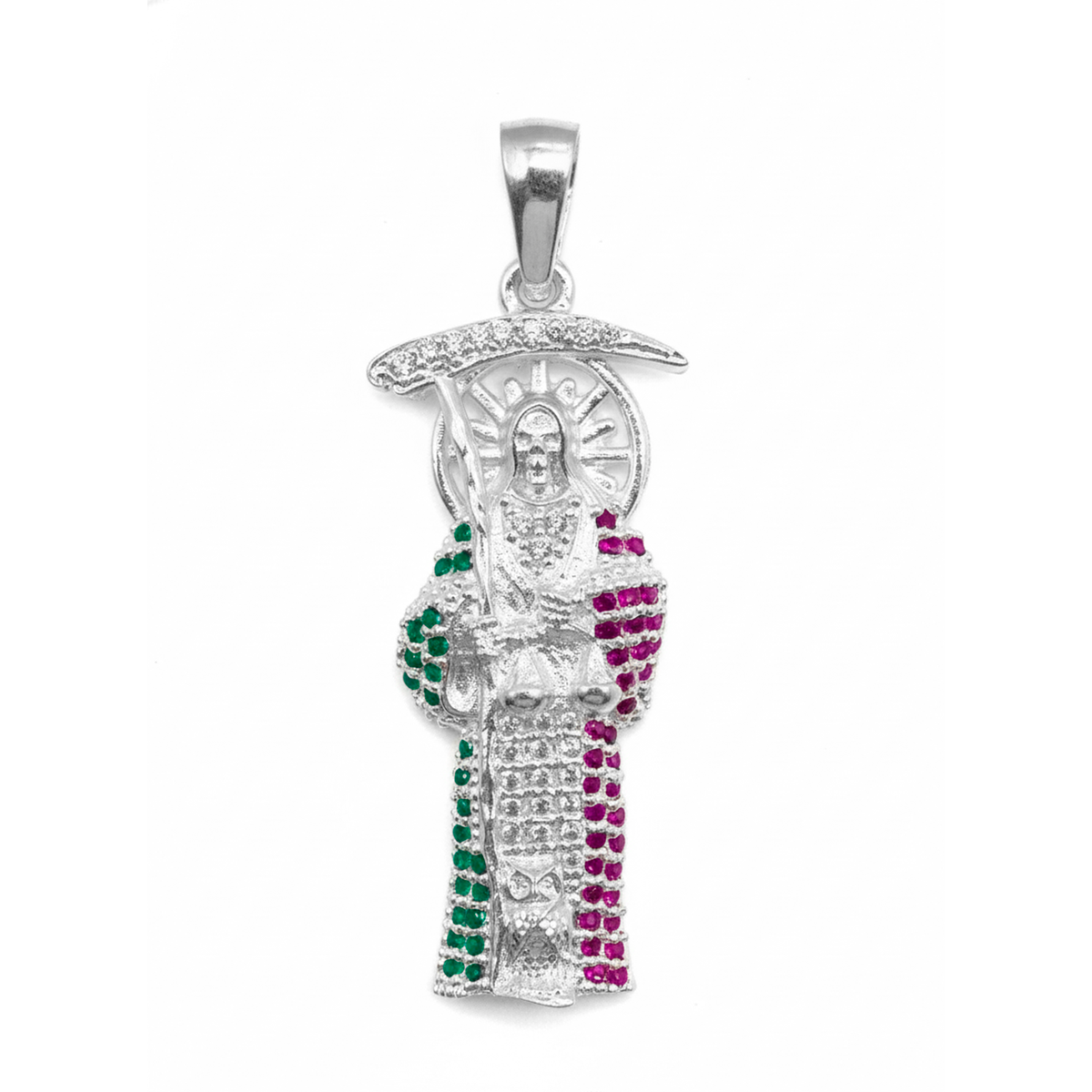 Dije Santa Muerte con Circonias de 5.7 Plata .925