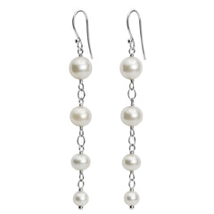 Arete Largo Perla Natural Hecho a Mano Plata .925