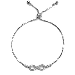 Pulsera Ajustable Infinito con Micro CIrconias Plata .925 con Rodio