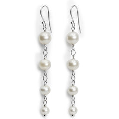 Arete Largo Perla Natural Hecho a Mano Plata .925