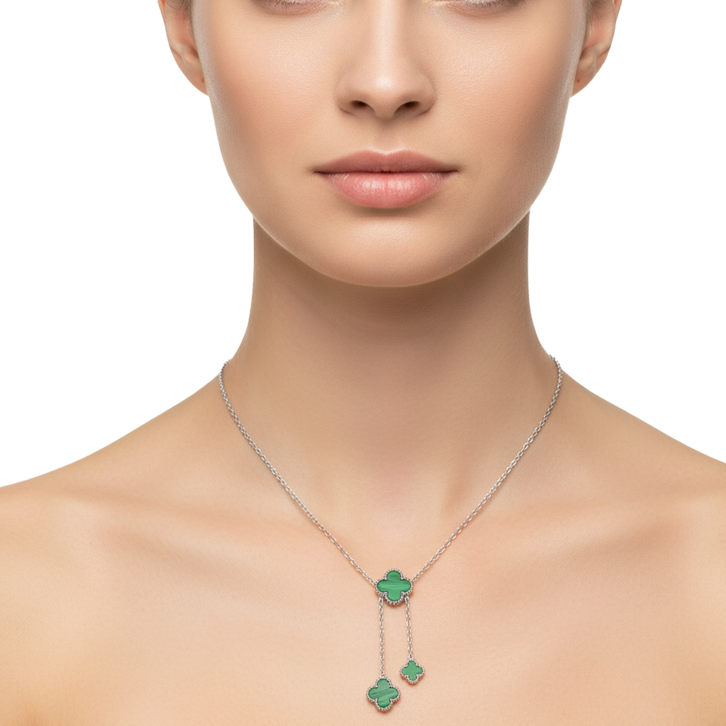 Collar Flor Inspirado Van C Corbatero Plata .925 con Rodio