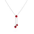 Collar Flor Inspirado Van C Corbatero Plata .925 con Baño de Rodio