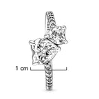 Anillo Pan 1:1 Corazón Doble con Micro Circonias, Plata .925