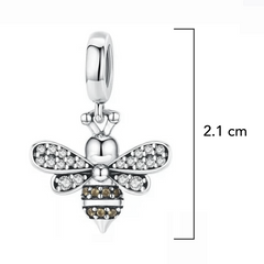 Charm Inspirado Pan 1:1 Abeja con Micro Circonias Plata .925
