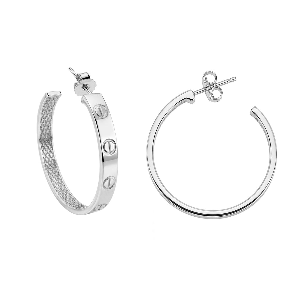 Arracada Inspirada Cartier 1:1 Amor Lisas, Plata .925 con Baño de Rodio