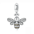 Charm Inspirado Pan 1:1 Abeja con Micro Circonias Plata .925